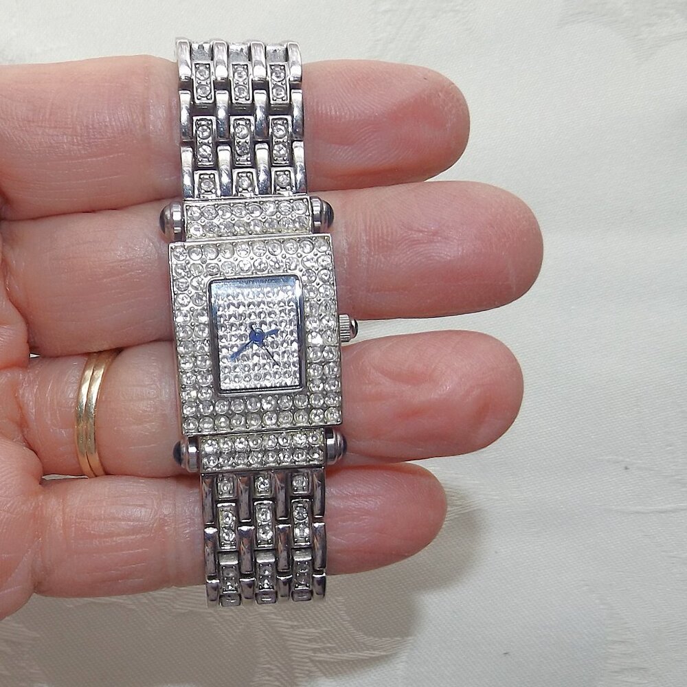 Adrienne Women’s Rhinestone Decorated Silver Tone Metal Watch Working